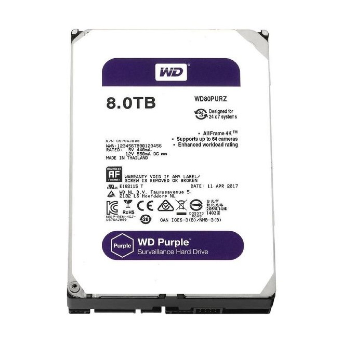 Жесткий диск для видеонаблюдения WD Purple 8TB (WD80PURZ) 256_256.jpg