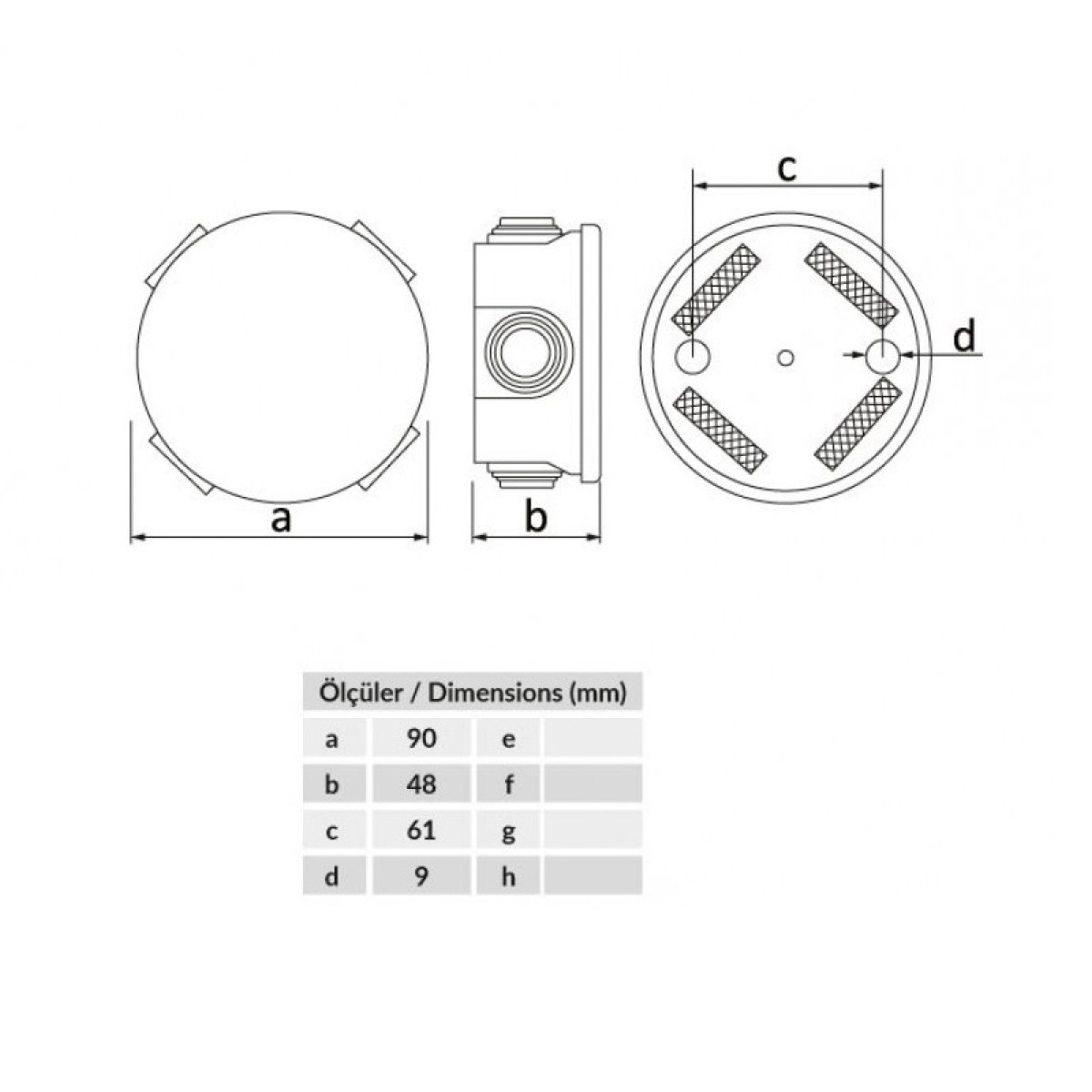 Розподільна термопластикова коробка ABS d90мм, IP44 (BB2-0241-0003) 98_98.jpg - фото 2
