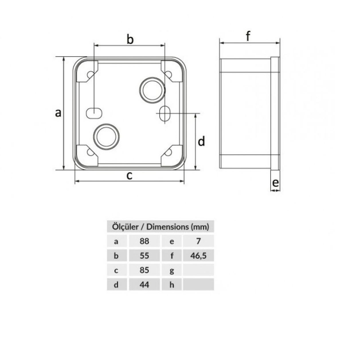 Розподільна термопластикова коробка ABS 85х85х50, IP44 (BB2-0341-0003) 98_98.jpg - фото 2