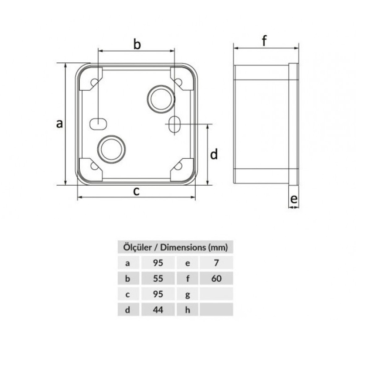 Распределительная термопластиковая коробка ABS 95х95х60, IP44 (BB2-0431-0083) 98_98.jpg - фото 2