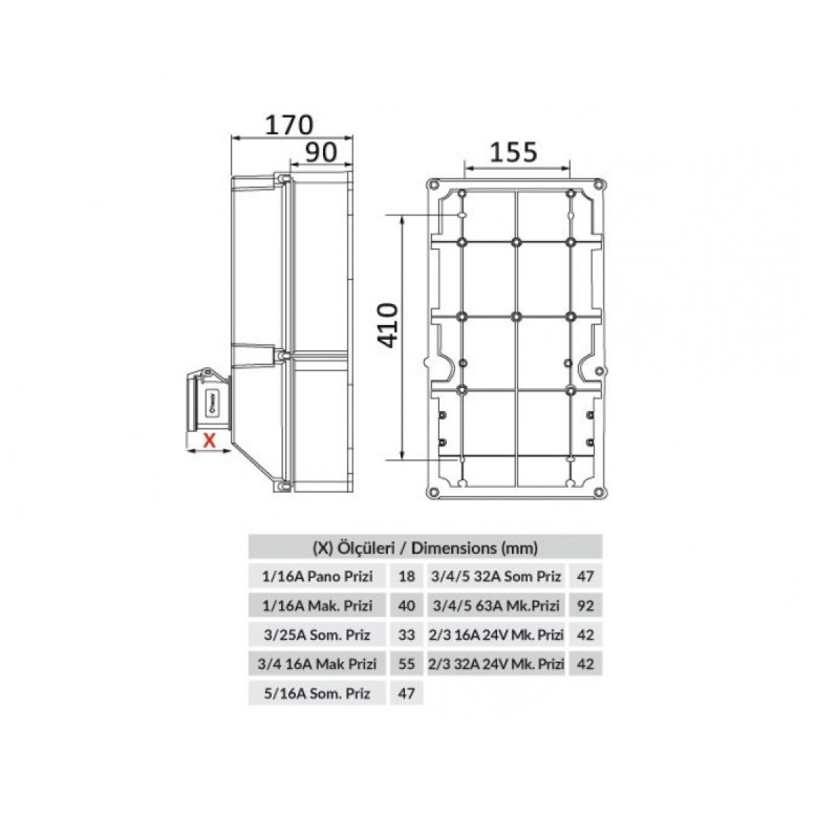 Комбинированный пластиковый щиток ABS 533х260х168, IP44 (BD8-2000-0000) 98_98.jpg - фото 2