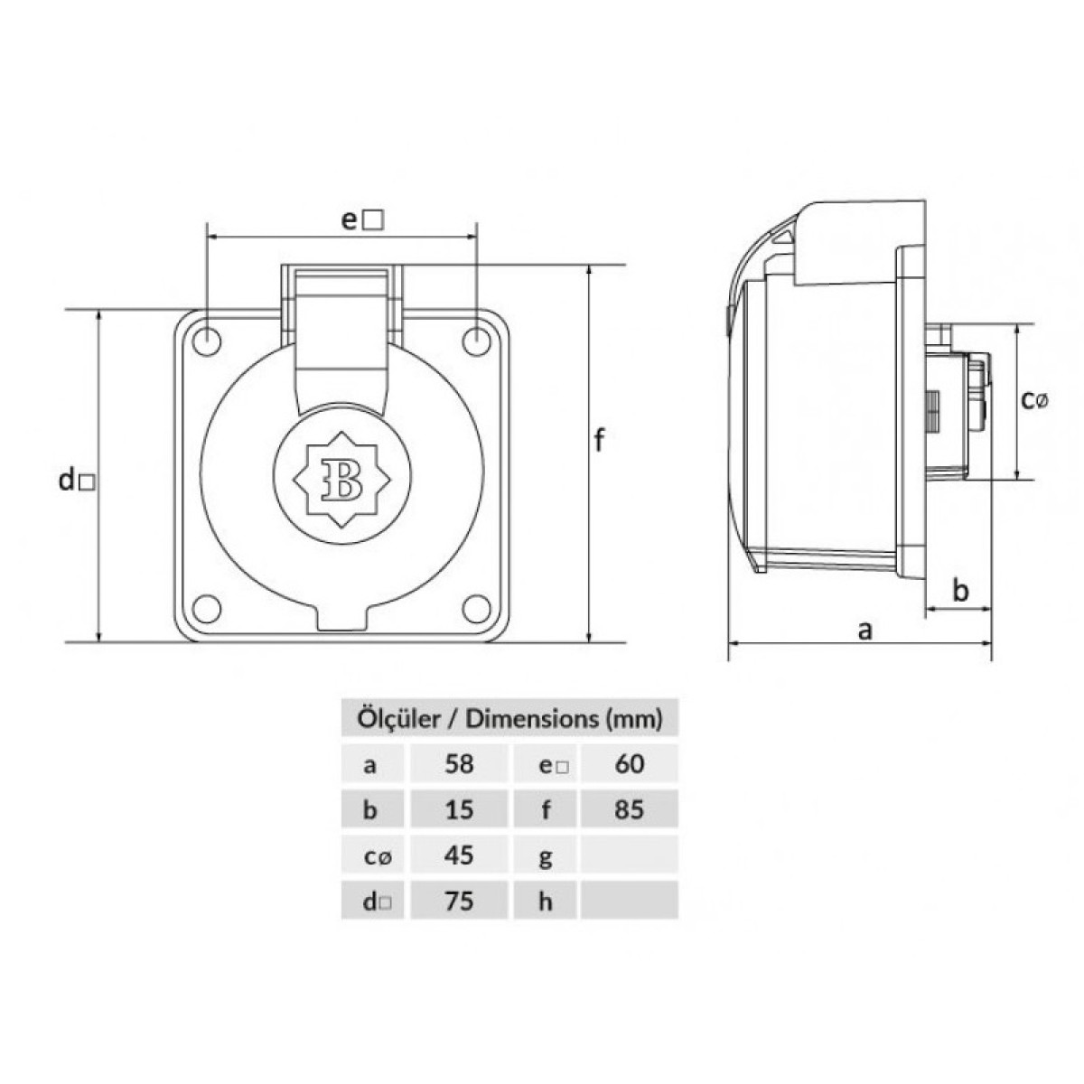 Розетка станкова з кришкою 1х16А, IP44 (BP1-1402-2410) 98_98.jpg - фото 2