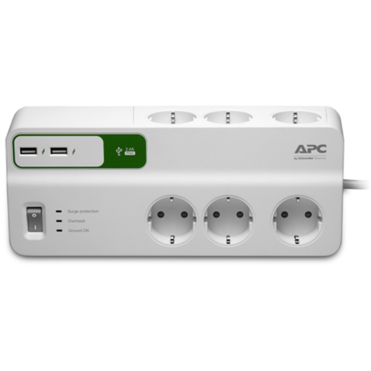 Мережевий фільтр APC Essential SurgeArrest 2м, 6 розеток+2 USB, білий (PM6U-RS) 98_98.jpg - фото 2