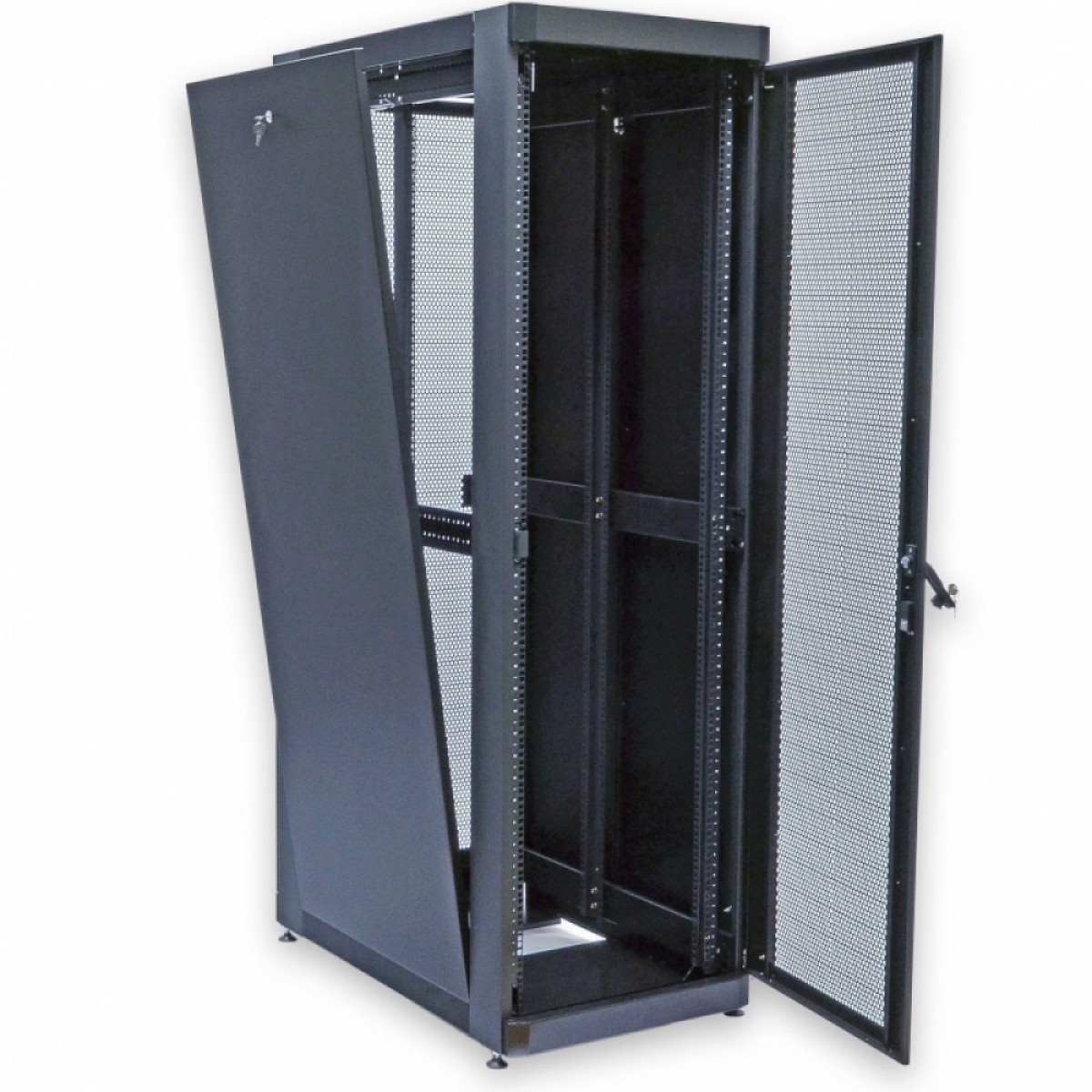 Шкаф 19" 45U, 610х1055 мм (Ш*Г), черный, перфорированные двери (66%) (UA-MGSE45610MPB) 98_98.jpg - фото 2