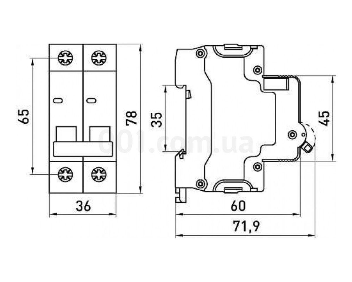 Модульный автоматический выключатель e.mcb.stand.60.2.B16 2р 16А B 6кА, E.NEXT 98_78.jpg - фото 4