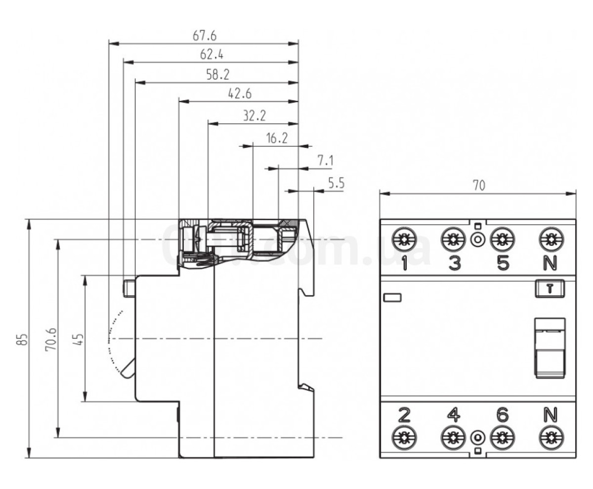 Дифференциальное реле (УЗО) EFI-4 100А 100мА тип AC 10кА, ETI 98_81.jpg - фото 2