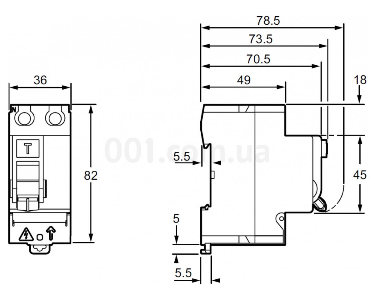 Дифференциальный выключатель (УЗО) RESI9 2P 25A 30mA тип AC, Schneider Electric 98_78.jpg - фото 2