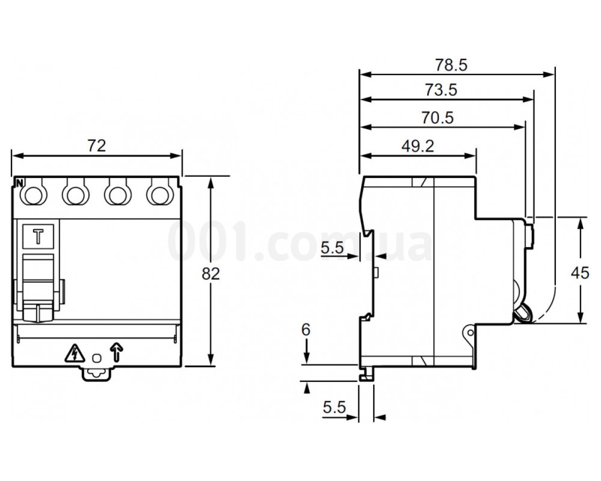 Дифференциальный выключатель (УЗО) RESI9 4P 40A 100mA тип AC, Schneider Electric 98_78.jpg - фото 2