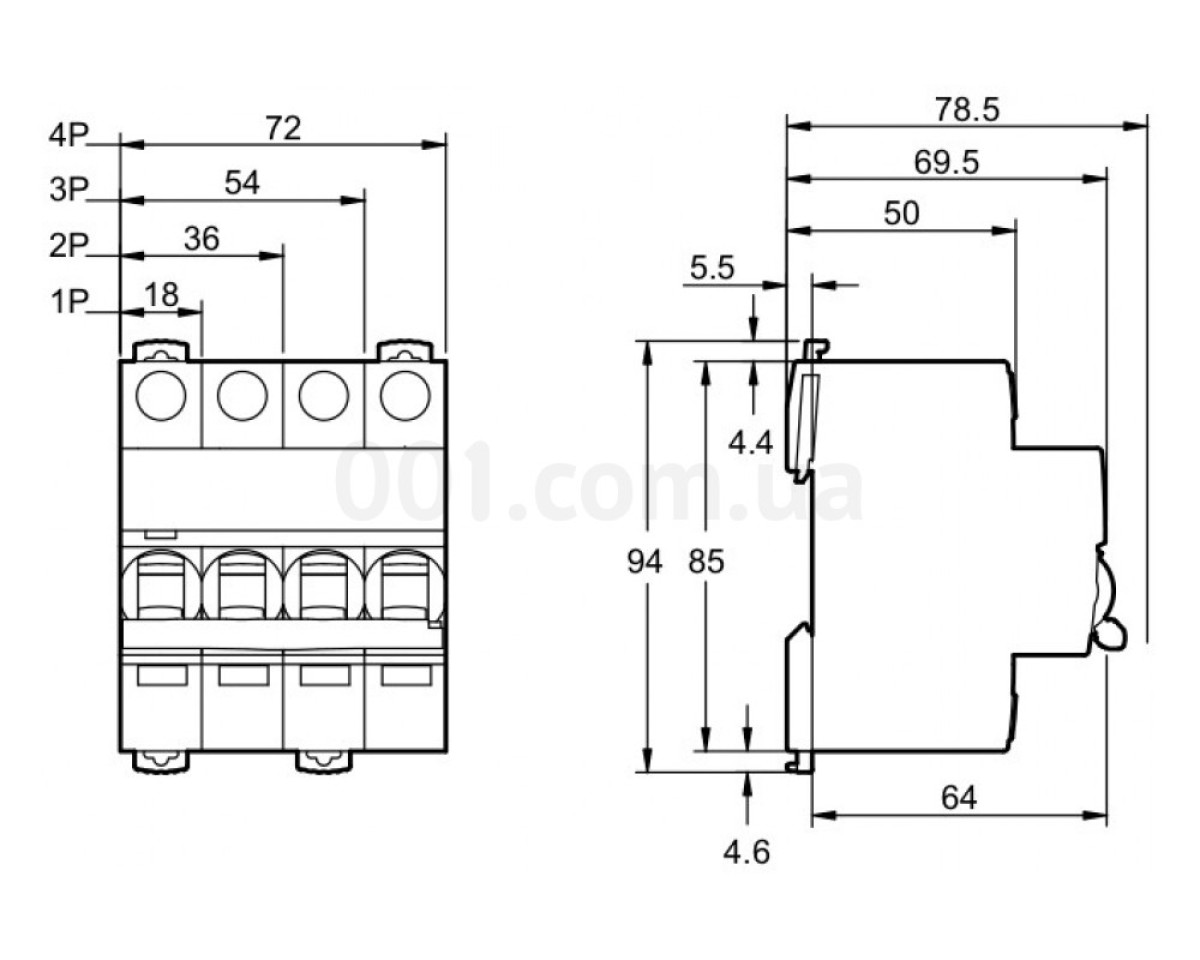 Автоматичний вимикач iC60N 4P 63 А хар-ка C, Schneider Electric 98_78.jpg - фото 2