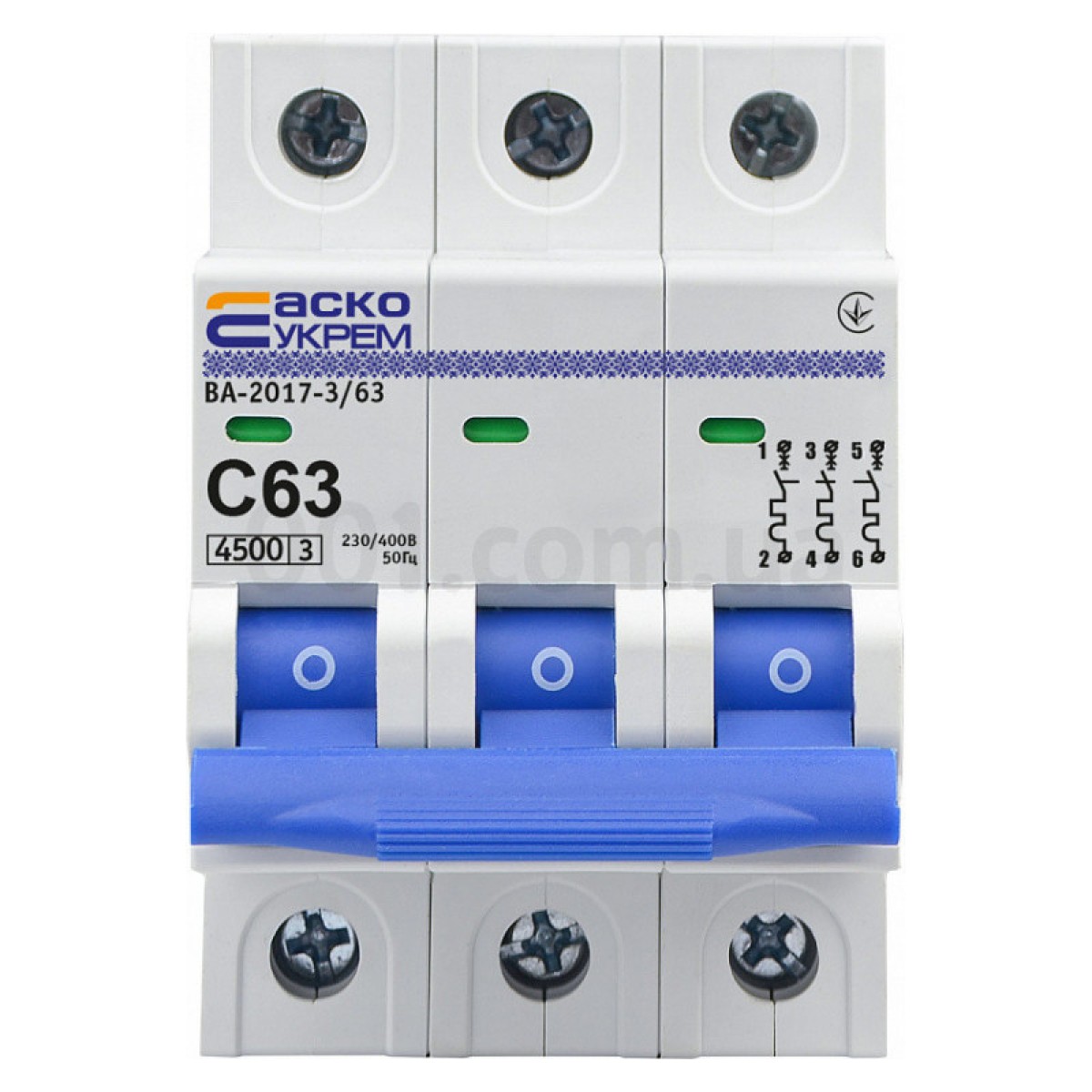 Автоматичний вимикач ВА-2017 3P 63А характеристика C, АСКО-УКРЕМ 98_98.jpg - фото 2