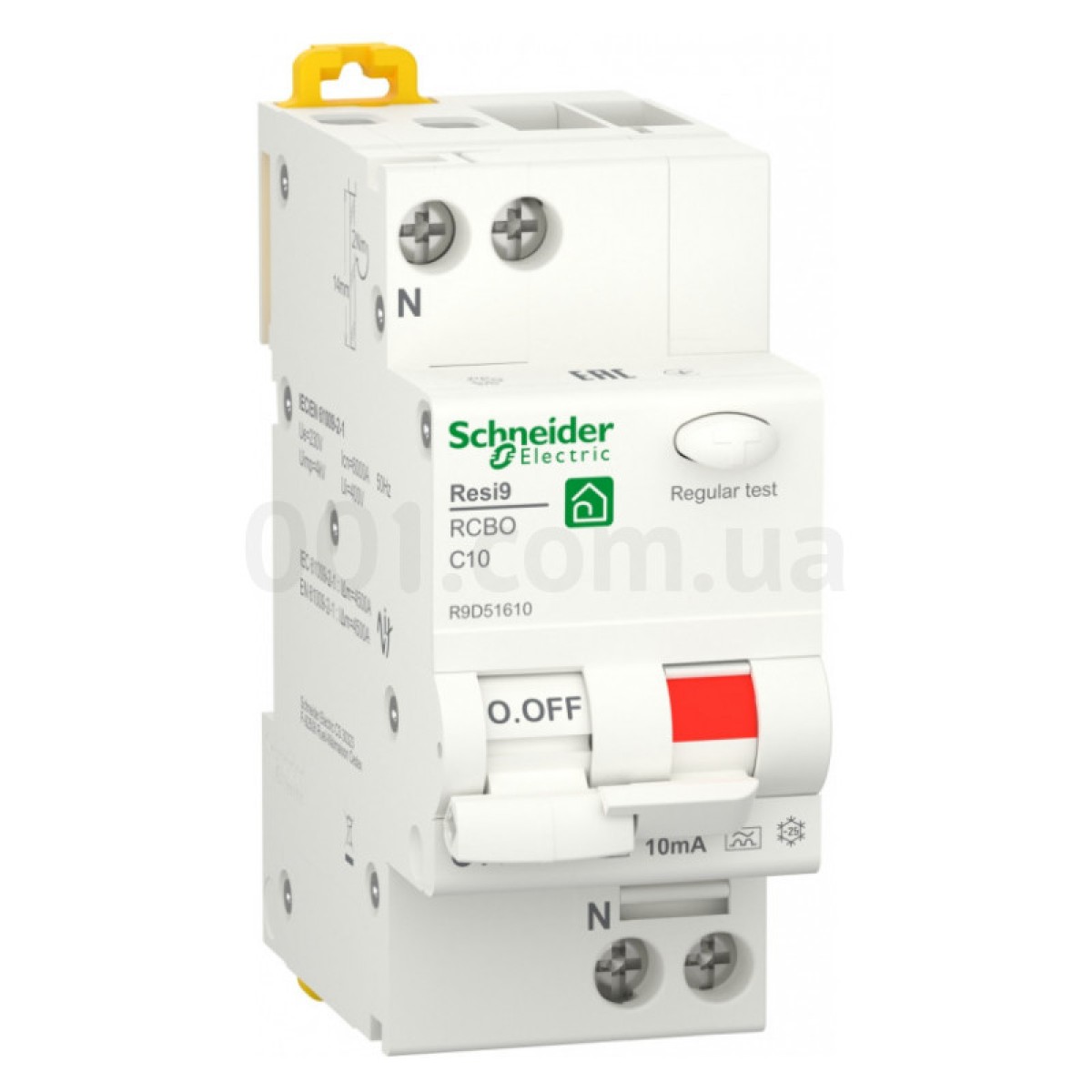 Диференційний автоматичний вимикач RESI9 6кА 1P+N 10A хар-ка C 10мА тип А, Schneider Electric 256_256.jpg