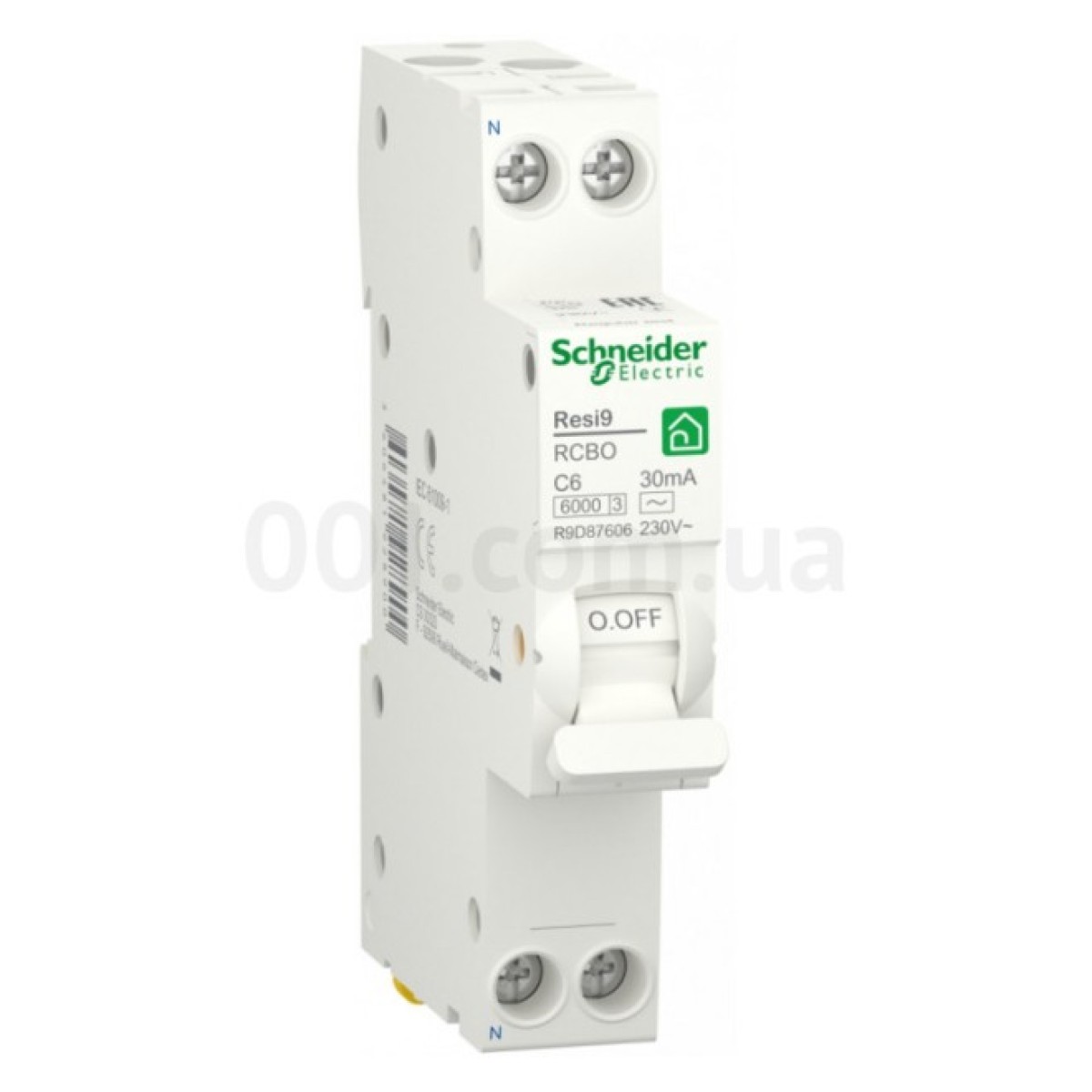 Диференційний автоматичний вимикач RESI9 6кА 1M 1P+N 6A хар-ка C 30мА тип АC, Schneider Electric 98_98.jpg - фото 1