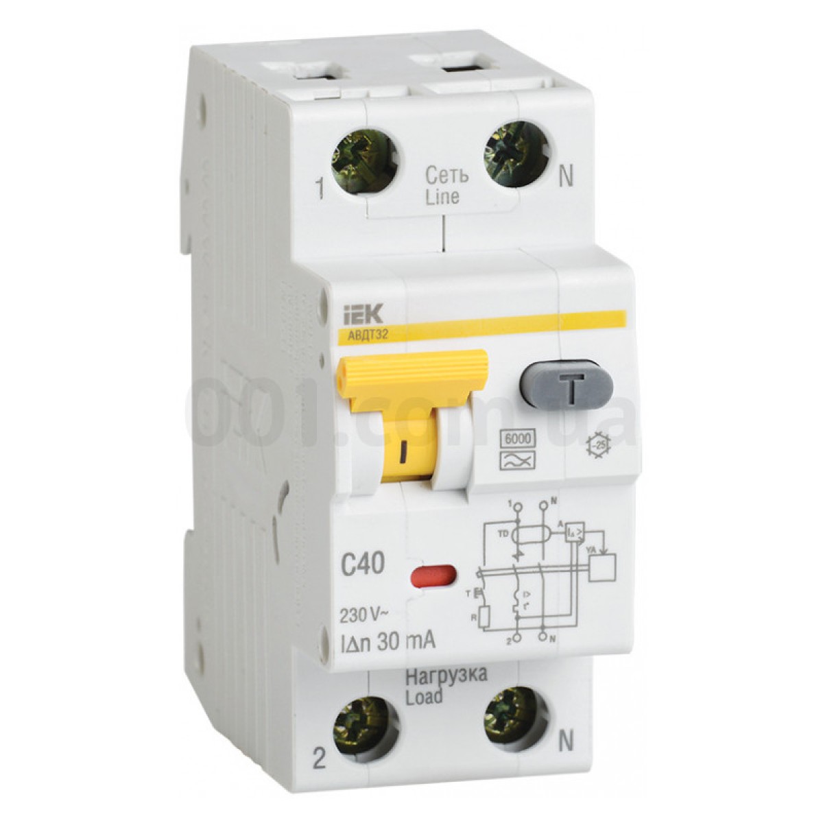 Автоматичний вимикач диф. струму АВДТ32 2P 16 А 30 мА хар-ка C тип A, IEK 98_98.jpg - фото 2