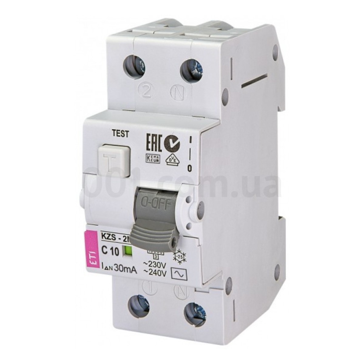 Дифференциальный автоматический выключатель KZS-2M C 10/0,03 тип AC (10kA), ETI 98_98.jpg - фото 1