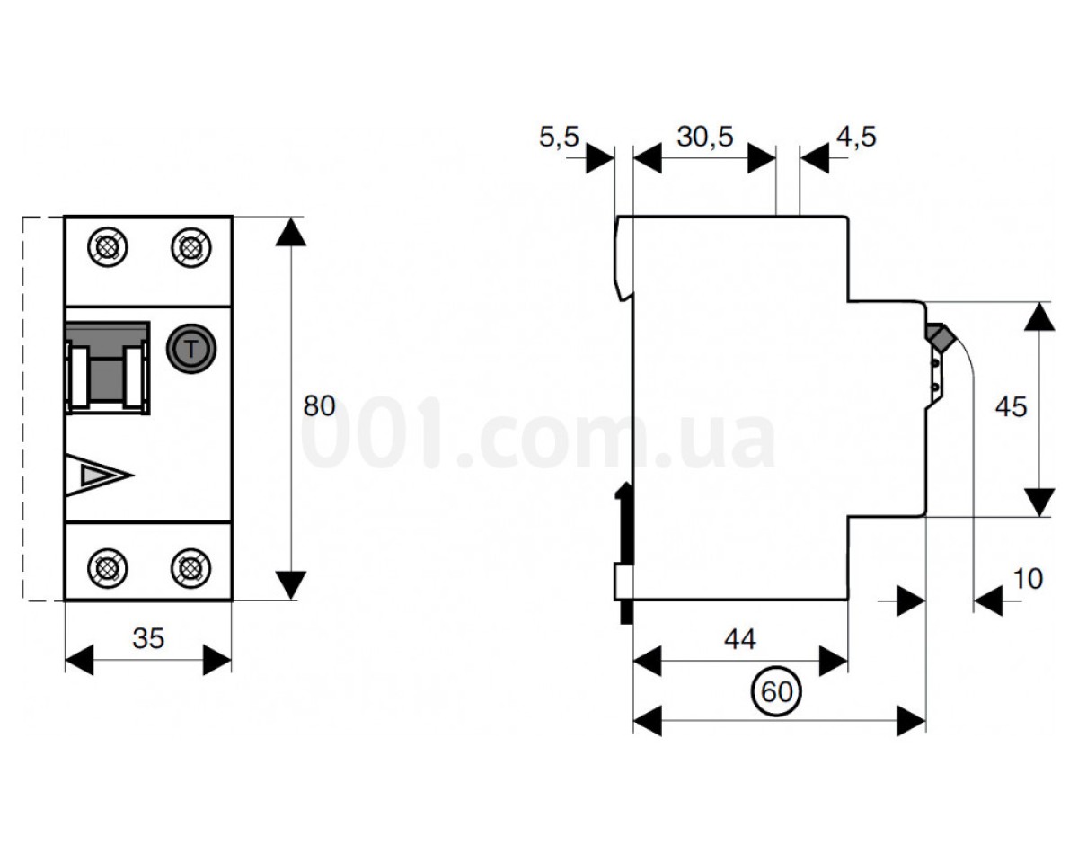 Дифференциальный автомат HNB-C16/1N/003 2P 16А 30мА характеристика C тип AC, Eaton (Moeller) 98_78.jpg - фото 4