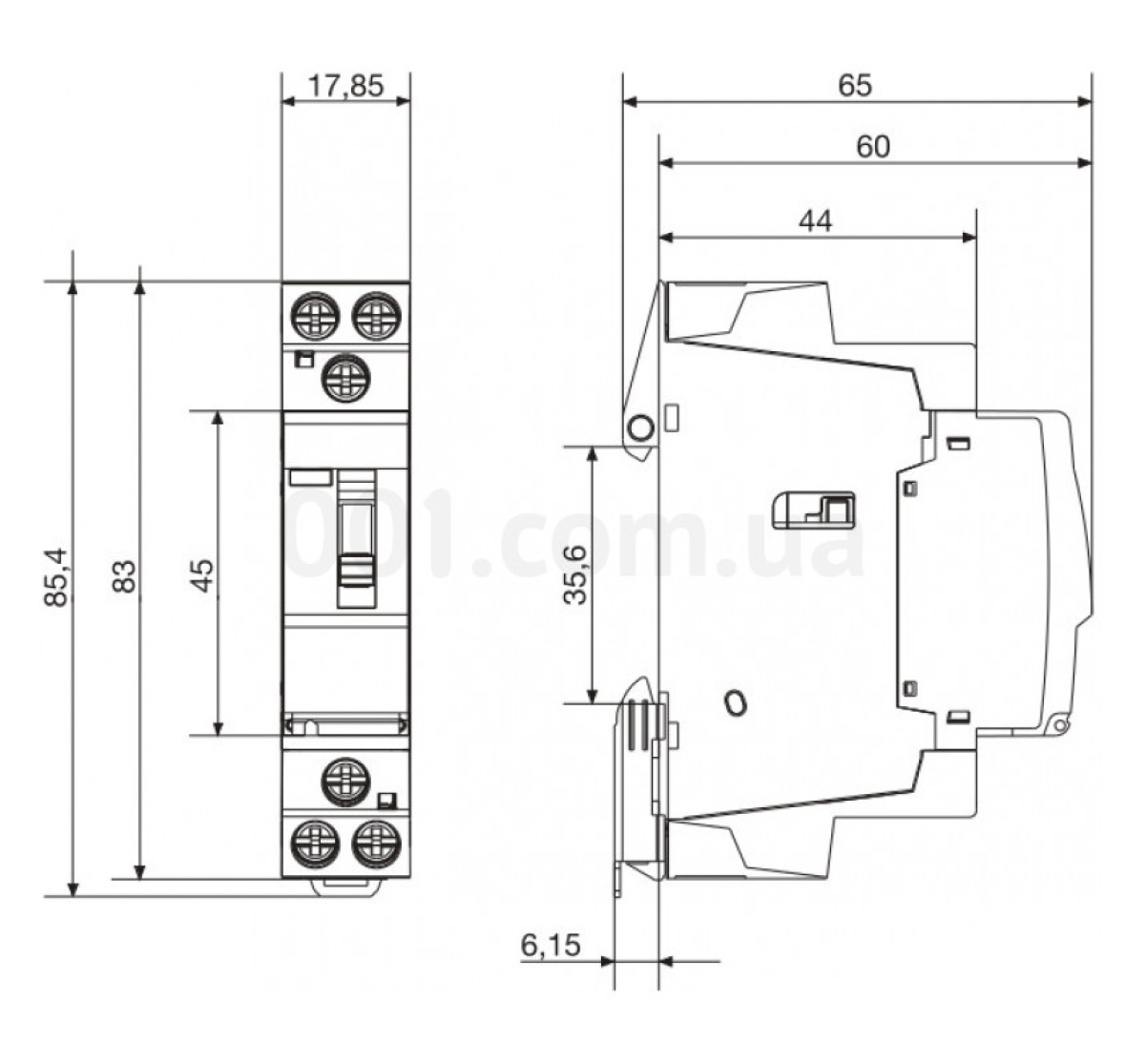 Контактор модульний ESC227 25А 230В AC 1НВ+1НЗ, Hager 98_91.jpg - фото 2