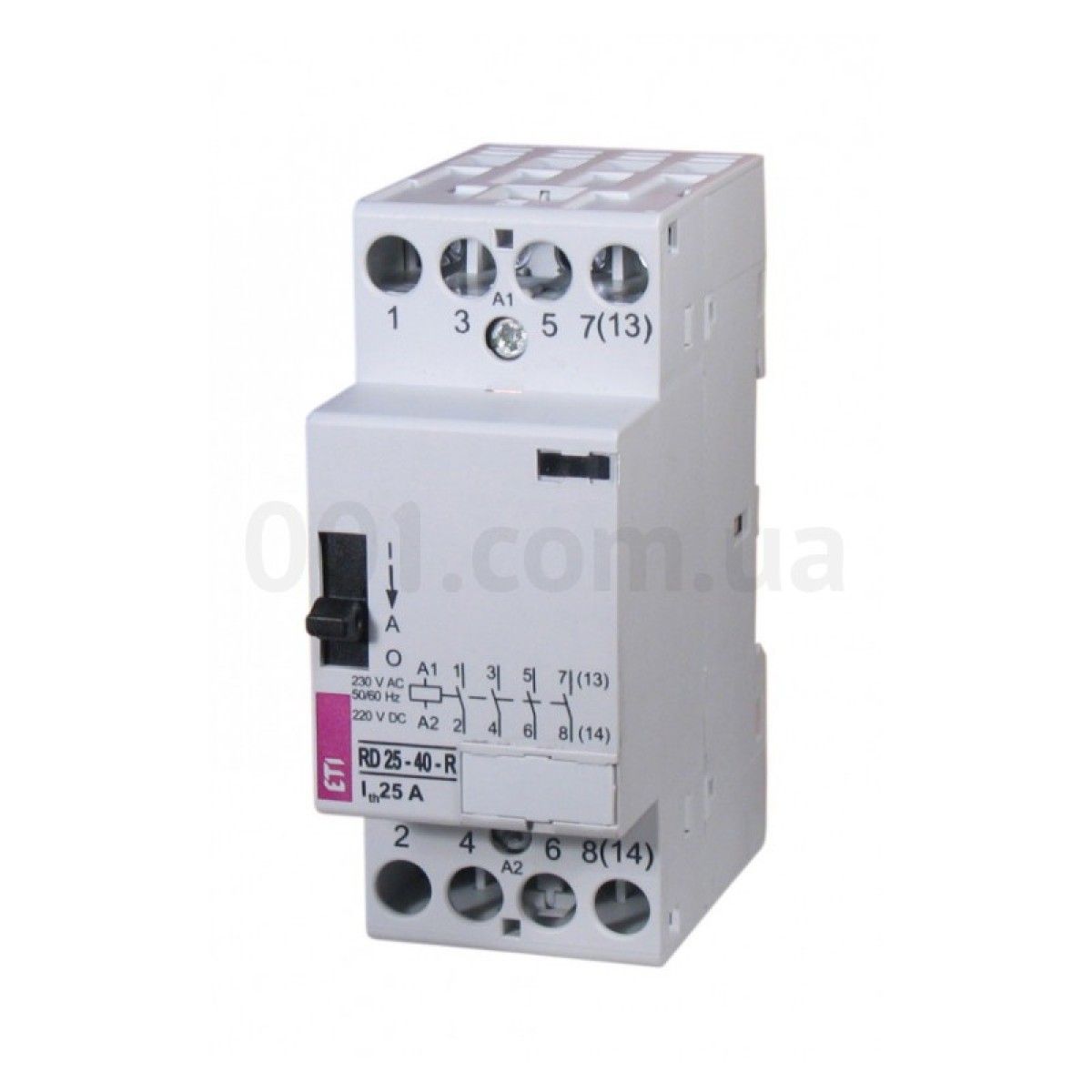Контактор модульний RD 25-40-R 25A 230V AC/DC 4NO з ручним керуванням, ETI 256_256.jpg