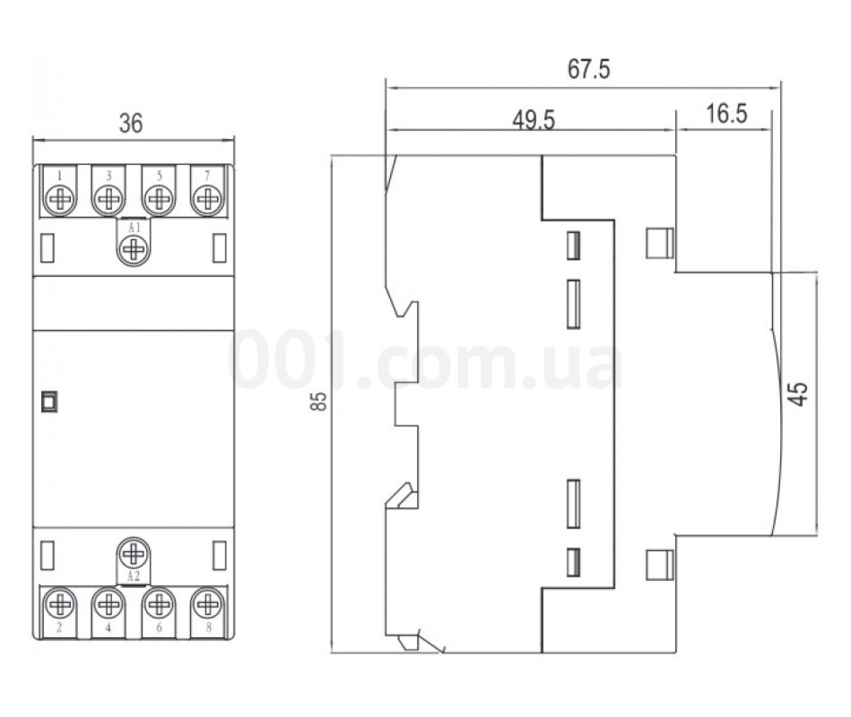 Контактор модульный Ex9CH25 31 25А 230V 3НО+1НЗ, NOARK 98_83.jpg - фото 3