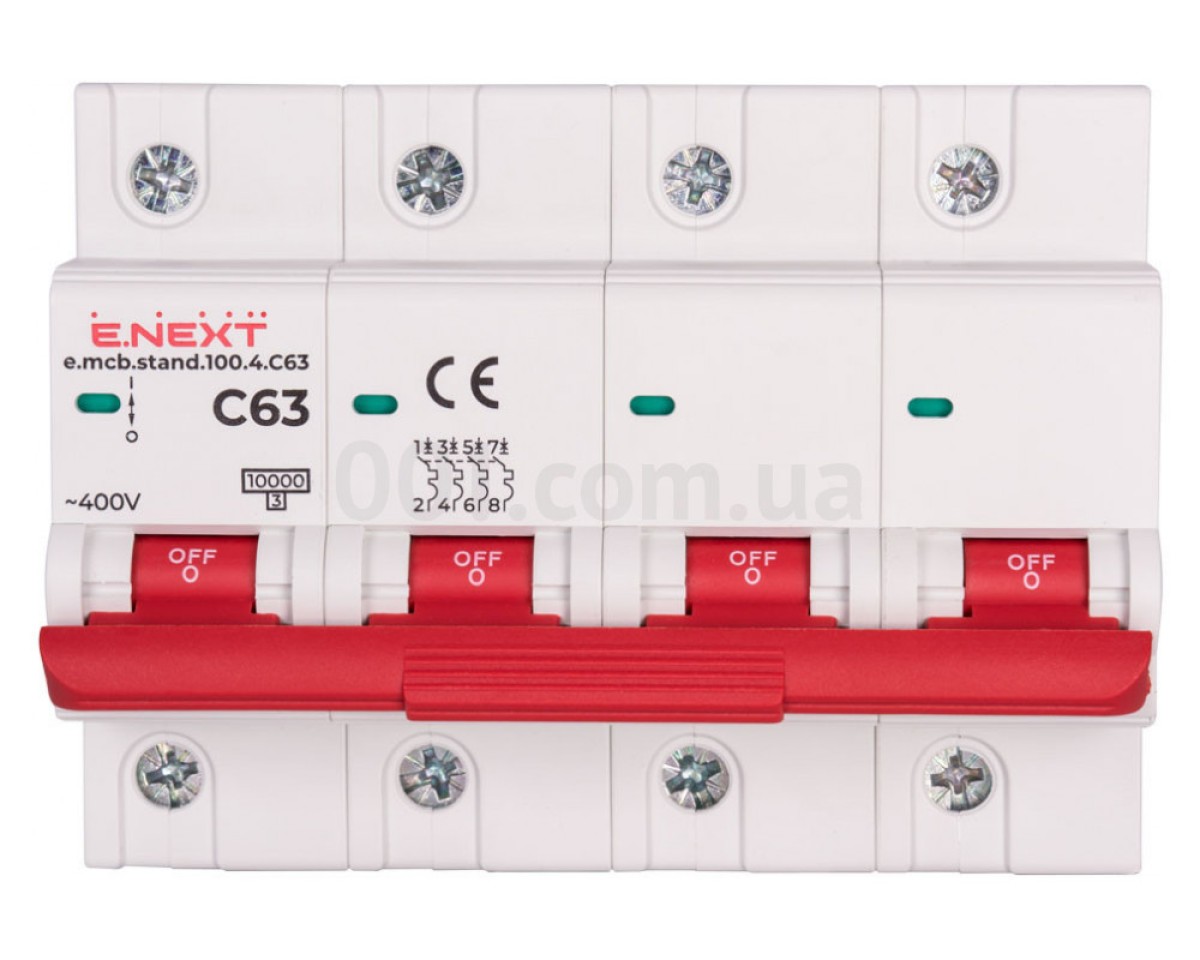 Модульный автоматический выключатель e.mcb.stand.100.4.C63 4р 63А C 10кА, E.NEXT 98_78.jpg - фото 2