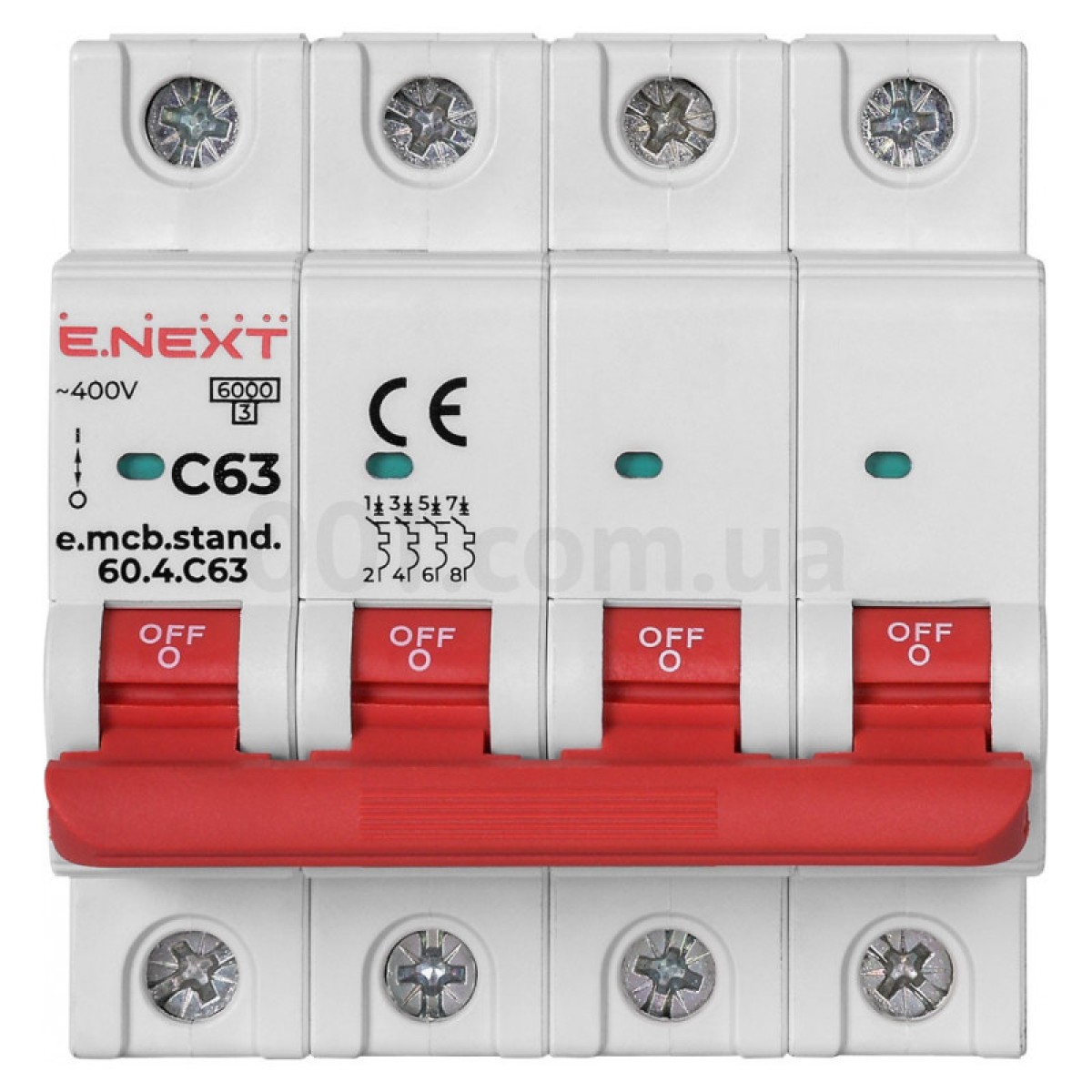 Модульный автоматический выключатель e.mcb.stand.60.4.C63 4р 63А C 6кА, E.NEXT 98_98.jpg - фото 4