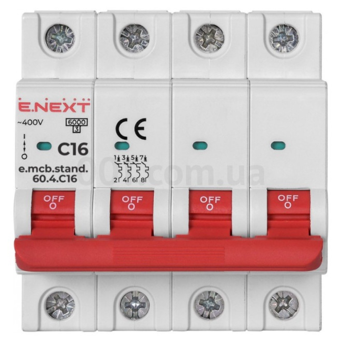 Модульный автоматический выключатель e.mcb.stand.60.4.C16 4р 16А C 6кА, E.NEXT 98_98.jpg - фото 5