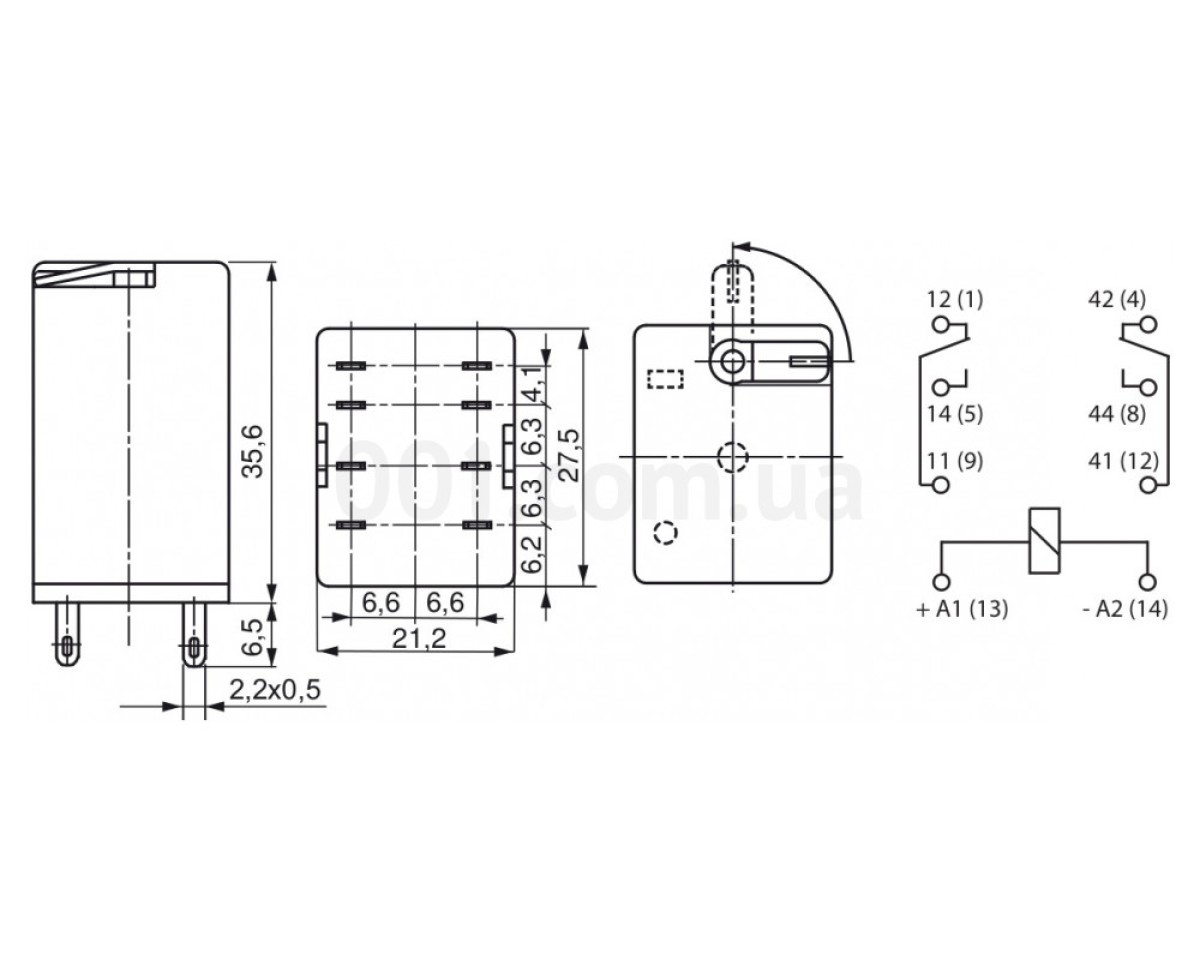 Реле електромеханічне ERM2-230ACL 2CO 230V AC (12А AC1), ETI 98_78.jpg - фото 2