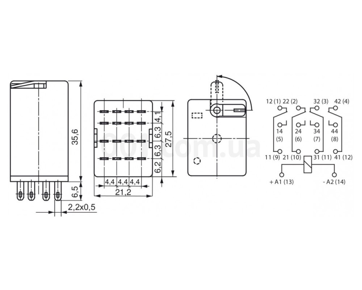 Реле электромеханическое ERM4-024DCL 4CO 24V DC (6А AC1), ETI 98_78.jpg - фото 4