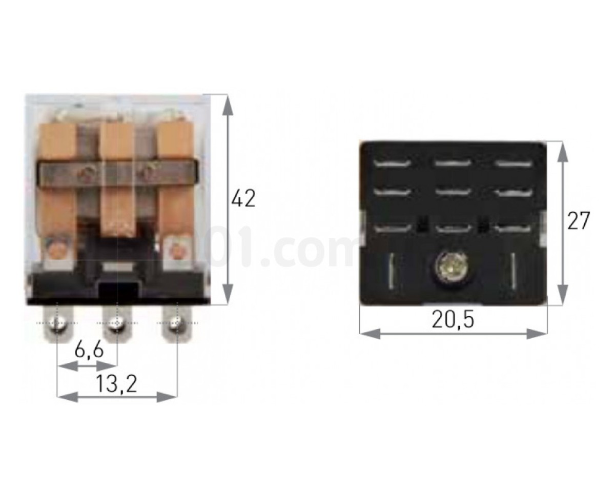 Реле промежуточное с LED-индикацией e.control.p536L, 3 группы контактов 5А 230В AC, E.NEXT 98_78.jpg - фото 2