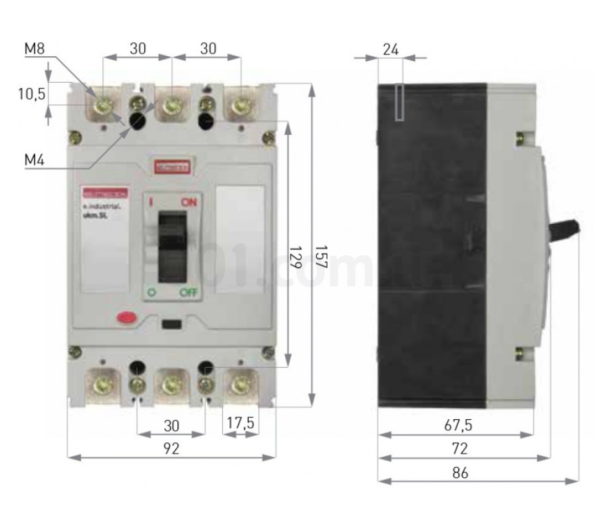 Шкафной автоматический выключатель e.industrial.ukm.100SL.63, 3P 63А 20кА, E.NEXT 98_85.jpg - фото 2