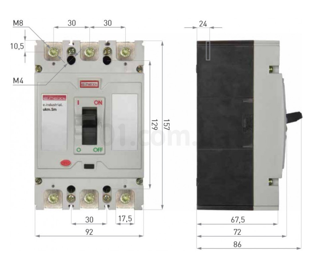 Шкафной автоматический выключатель e.industrial.ukm.100Sm.40, 3P 40А 20кА, E.NEXT 98_84.jpg - фото 2