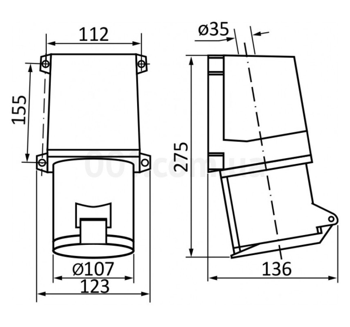 Розетка стационарная ГC 63А/5 (135) 3P+N+PE 63А 415В IP67, АСКО-УКРЕМ 98_92.jpg - фото 2