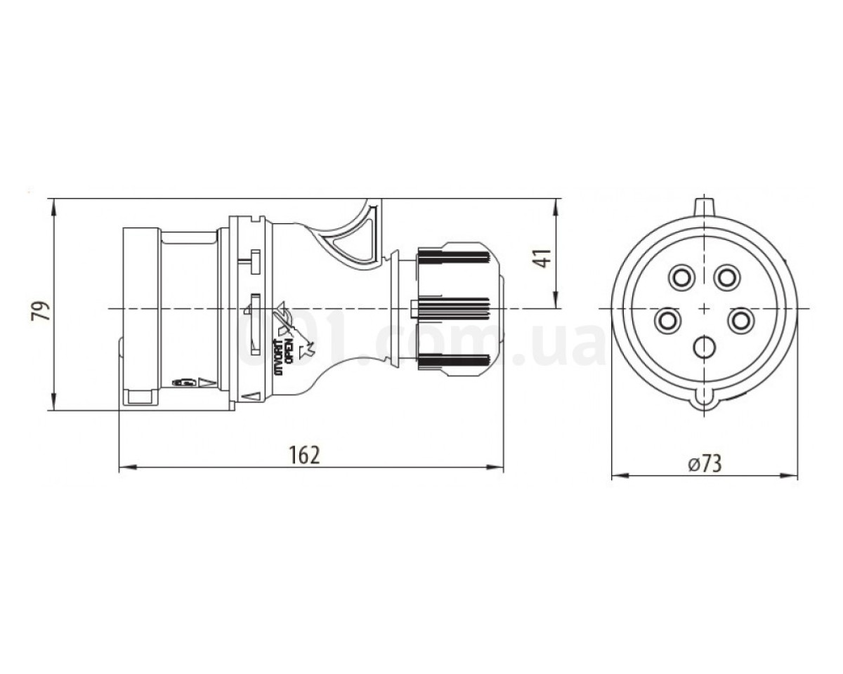 Вилка кабельна EV-3243 IP44 (32A, 400V, 3P+PE), ETI (Словенія) 98_78.jpg - фото 2