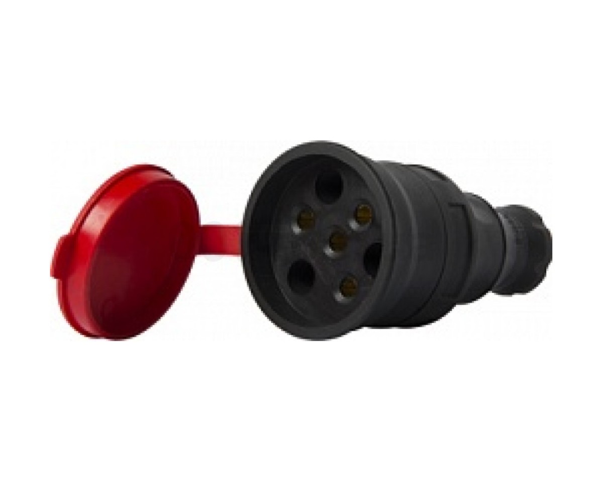 Розетка переносная с защитной крышкой каучуковая e.socket.rubber.031.25 3P+PE 25А 400В IP44, E.NEXT (Mutlusan) 98_78.jpg - фото 1