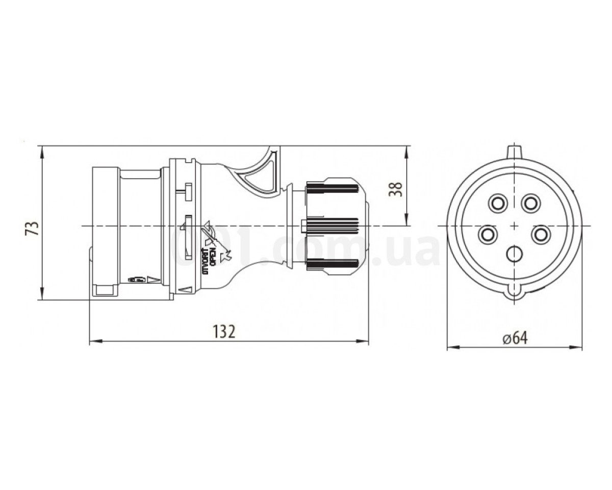 Вилка кабельна EV-1653 IP44 (16A, 400V, 3P+N+PE), ETI (Словенія) 98_78.jpg - фото 2