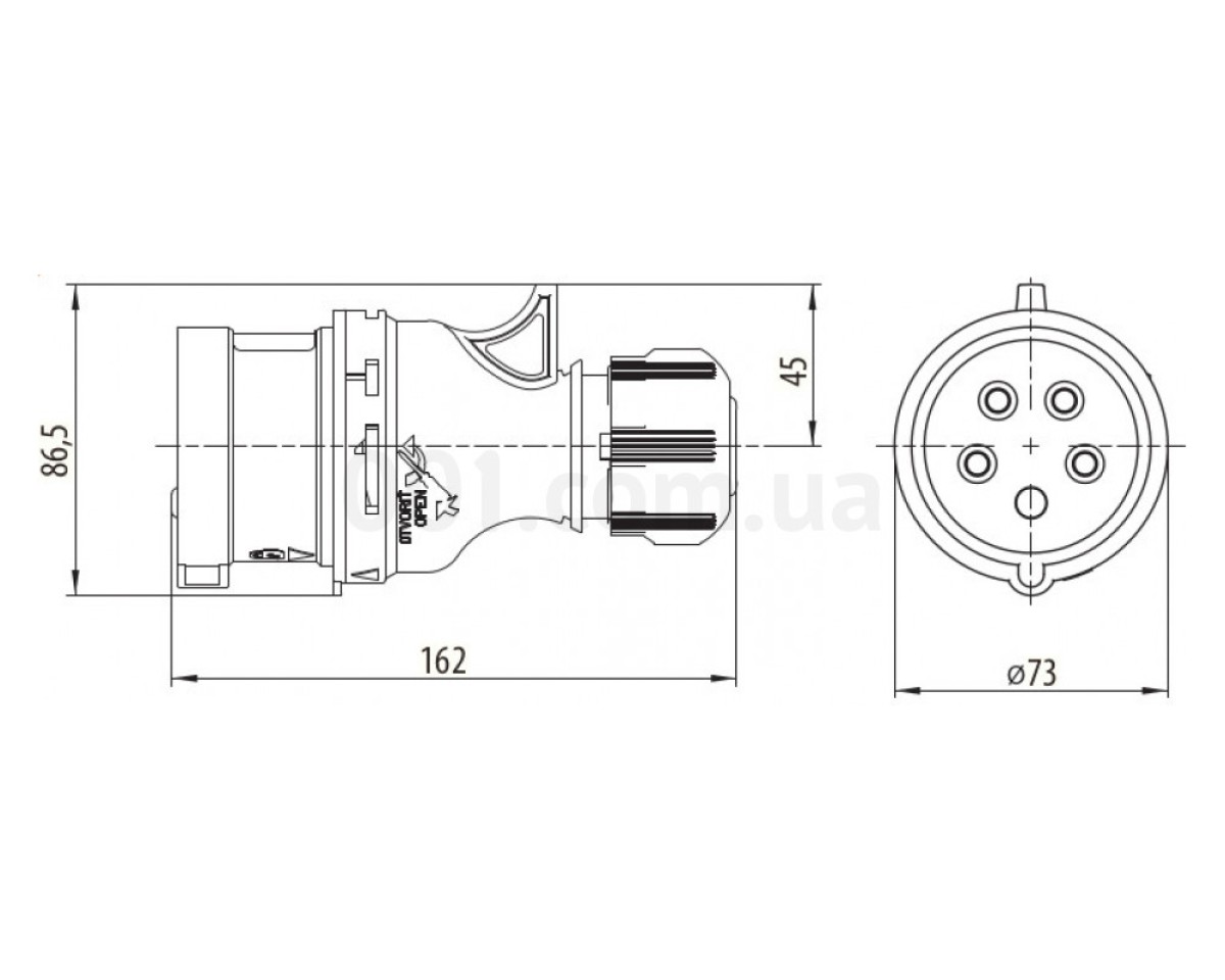 Вилка кабельна EV-3253 IP44 (32A, 400V, 3P+N+PE), ETI (Словенія) 98_78.jpg - фото 2