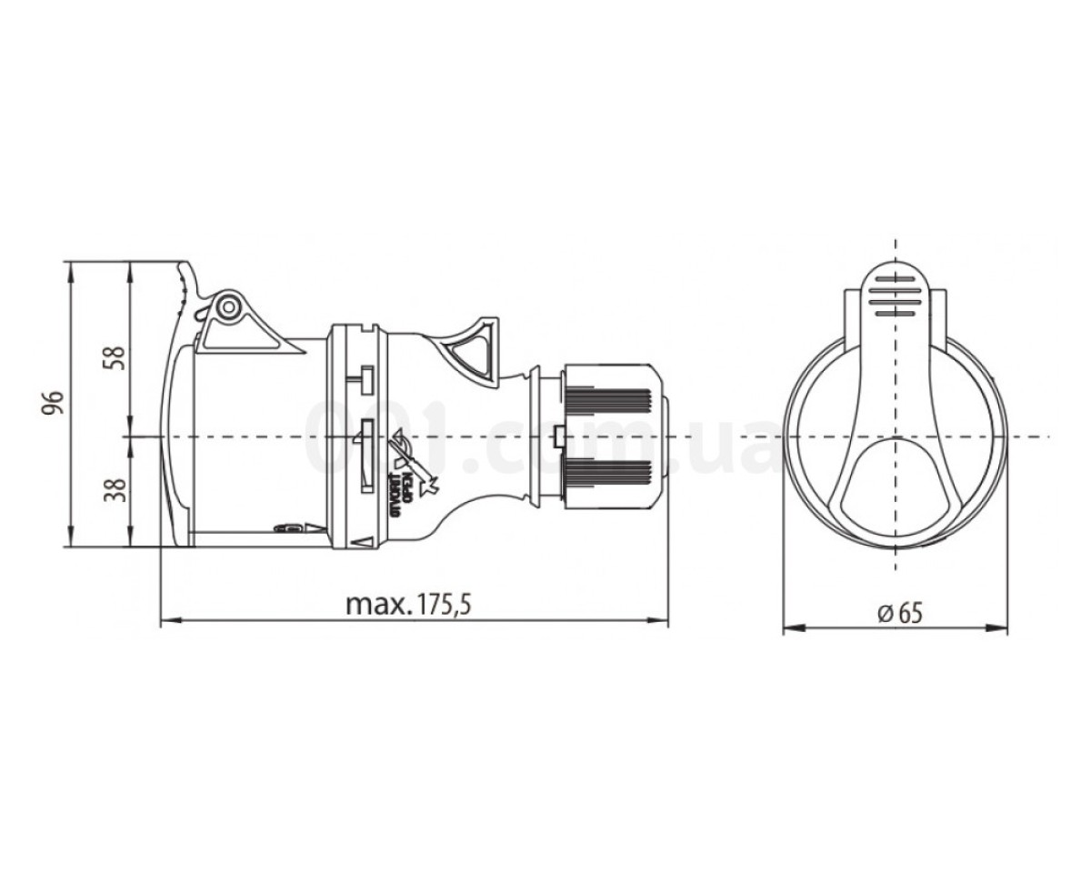 Розетка кабельная ES-3243 IP44 (32A, 400V, 3P+PE), ETI (Словения) 98_78.jpg - фото 2