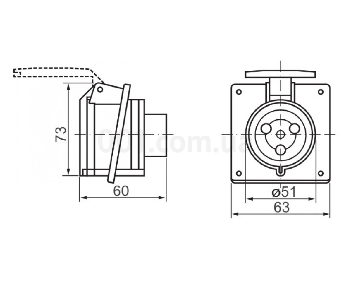 Розетка встраиваемая ECO-413 (ГВ 16А/3) 2Р+РЕ 16А 250В IP44, АСКО-УКРЕМ 98_78.jpg - фото 2