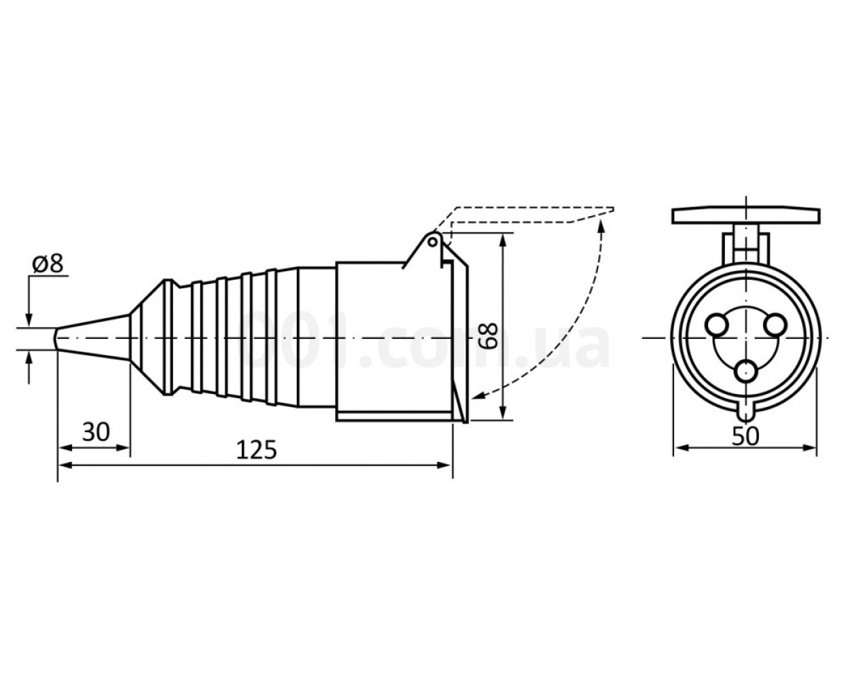 Розетка переносная ГП 16А/3 (213) 2P+PE 16А 250В IP44, АСКО-УКРЕМ 98_78.jpg - фото 2