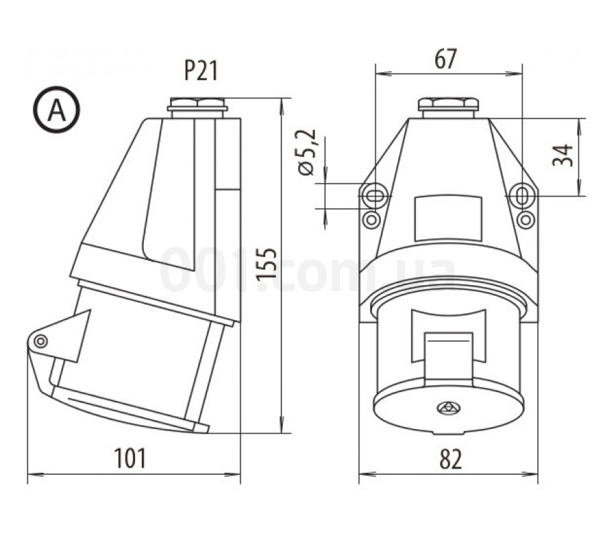 Розетка настенная EZ-3232 IP44 (32A, 230V, 2P+PE), ETI (Словения) 98_85.jpg - фото 2