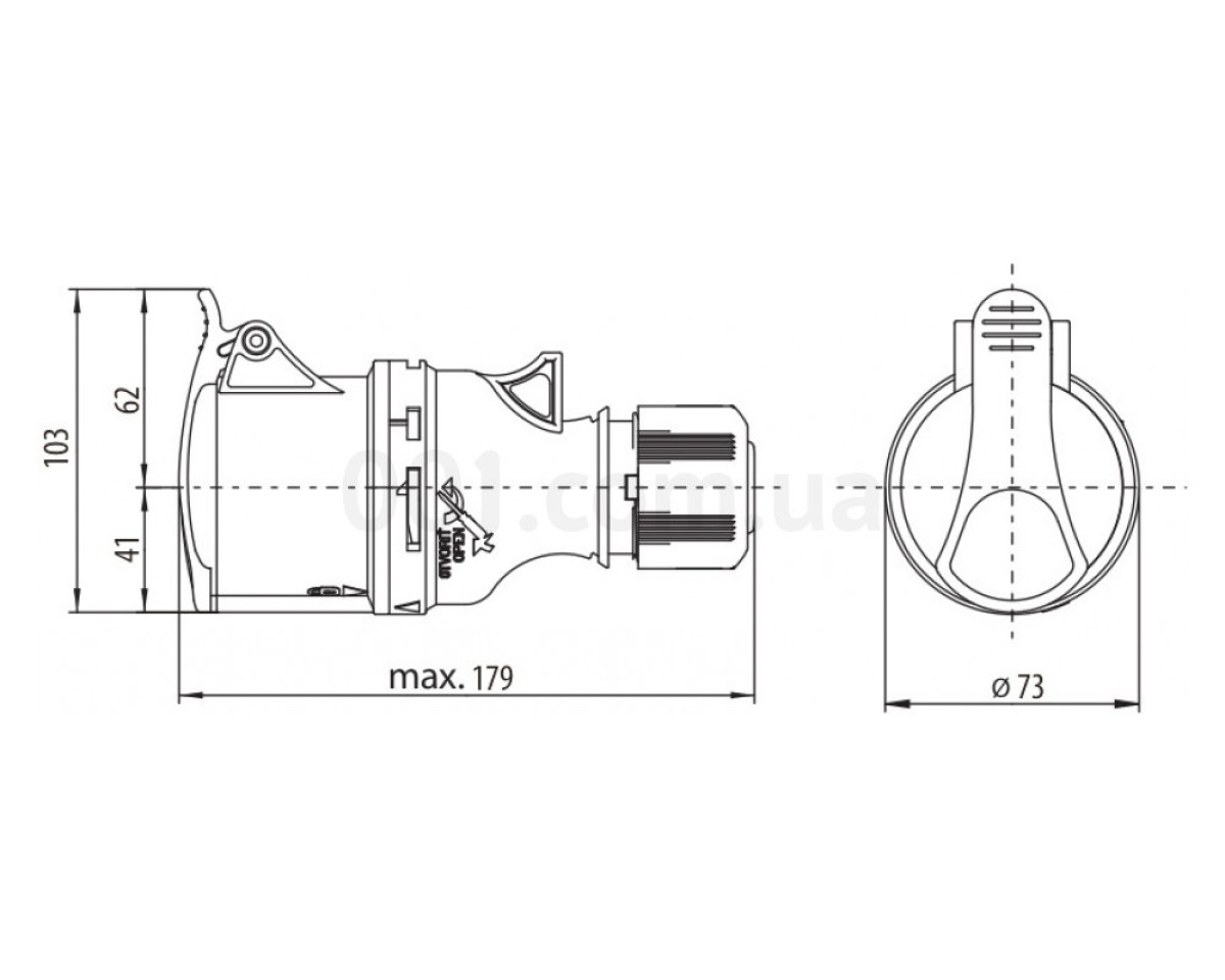 Розетка кабельна ES-3253 IP44 (32A, 400V, 3P+N+PE), ETI (Словенія) 98_78.jpg - фото 2