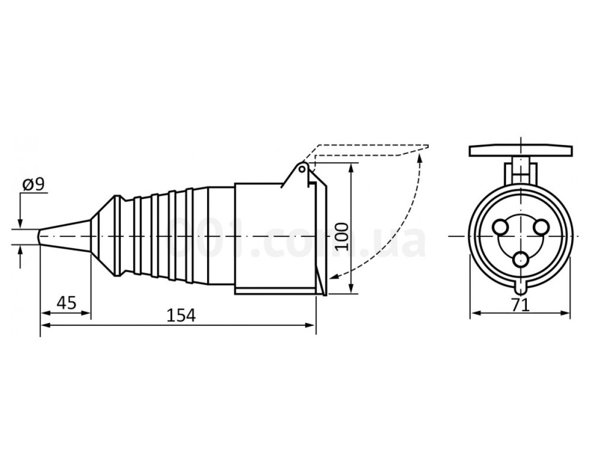 Розетка переносна ГП 32А/5 (225) 3P+N+PE 32А 415В IP44, АСКО-УКРЕМ 98_78.jpg - фото 2