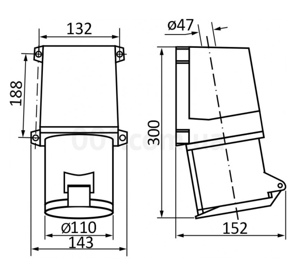 Розетка стаціонарна ГC 125А/5 (145) 3P+N+PE 125А 415В IP67, АСКО-УКРЕМ 98_92.jpg - фото 2