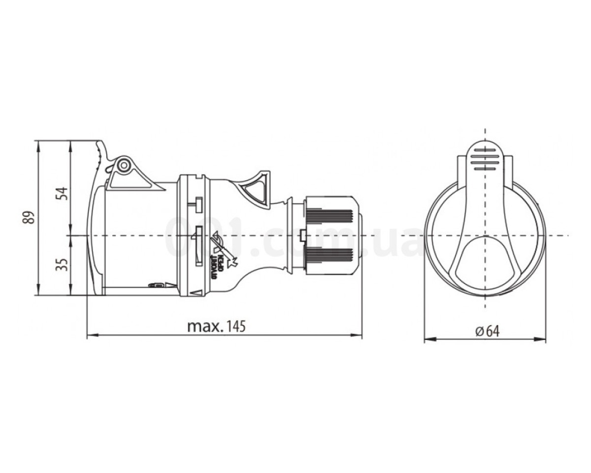 Розетка кабельная ES-1653 IP44 (16А, 400V, 3P+N+PE), ETI (Словения) 98_78.jpg - фото 2