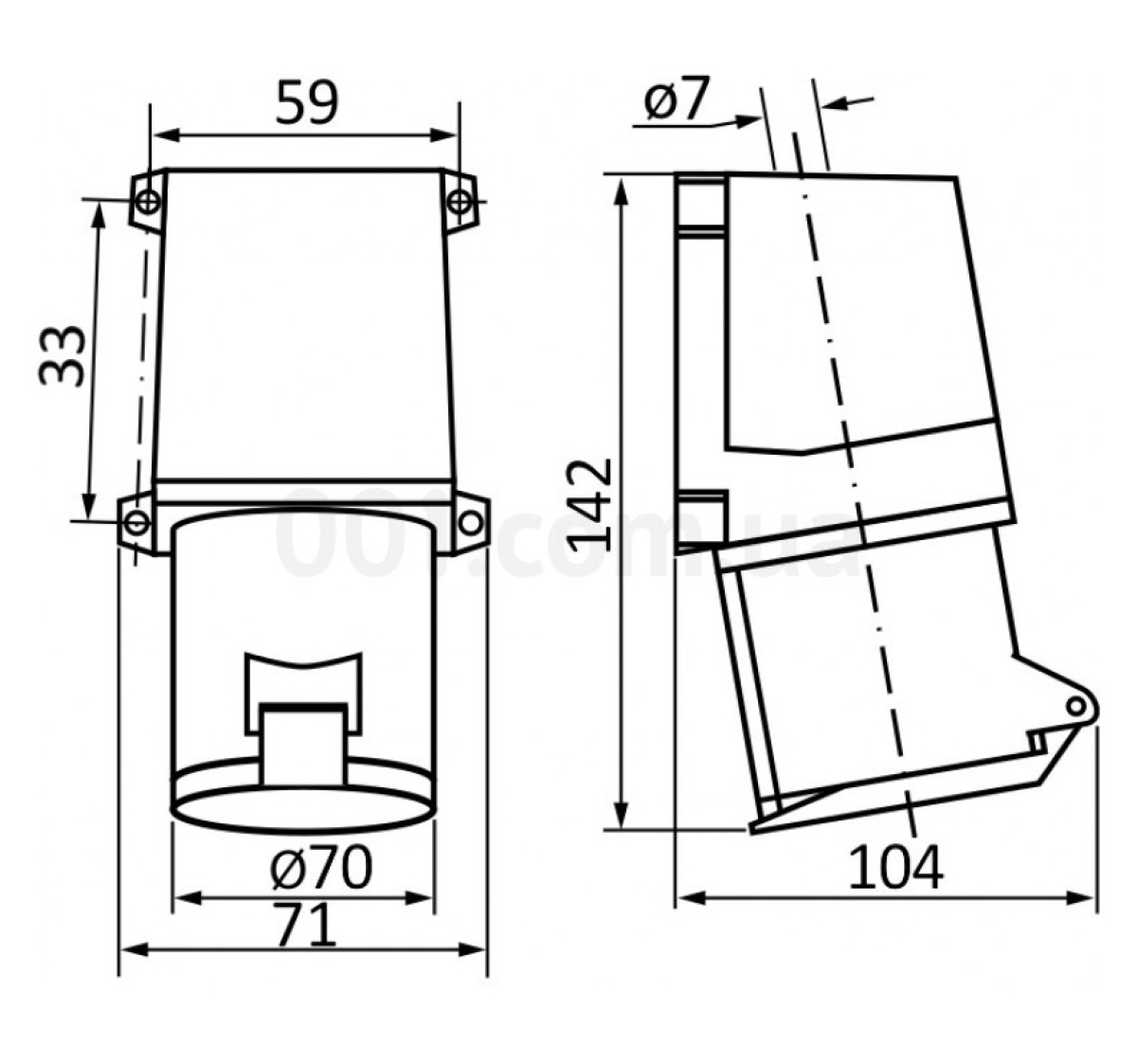 Розетка стационарная ГC 32А/5 (125) 3P+N+PE 32А 415В IP44, АСКО-УКРЕМ 98_92.jpg - фото 2