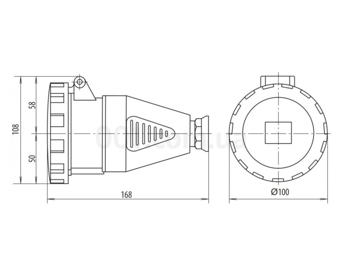 Розетка кабельная ESH-3253 IP67 (32A, 400V, 3P+N+PE), ETI (Словения) 98_78.jpg - фото 2