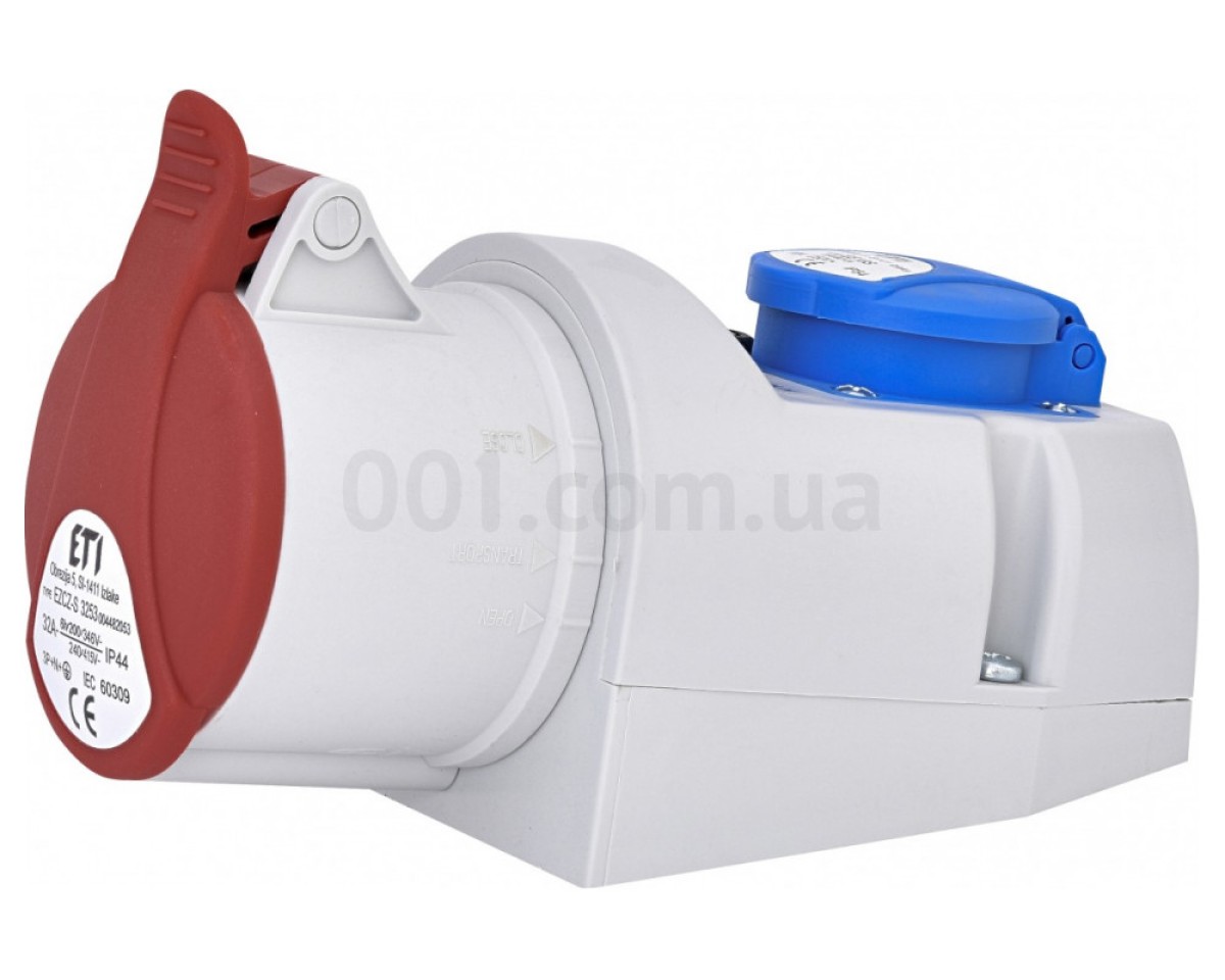 Розетка комбинированная EZCZ-S-3253 IP44 (32A, 400V/230V, 3P+N+PE / +EE 16S Schuko), ETI (Словения) 256_205.jpg