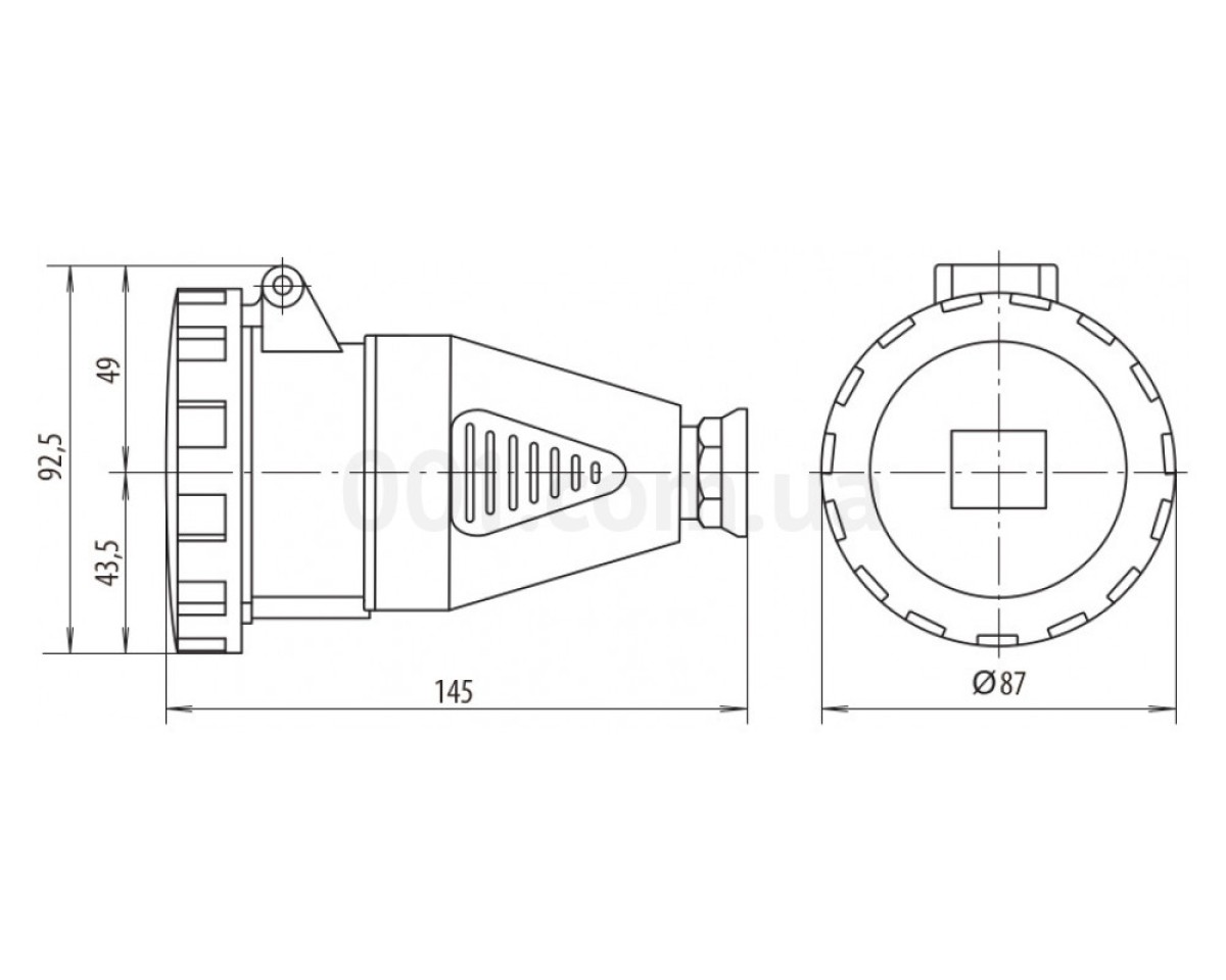 Розетка кабельная ESH-1653 IP67 (16A, 400V, 3P+N+PE), ETI (Словения) 98_78.jpg - фото 2