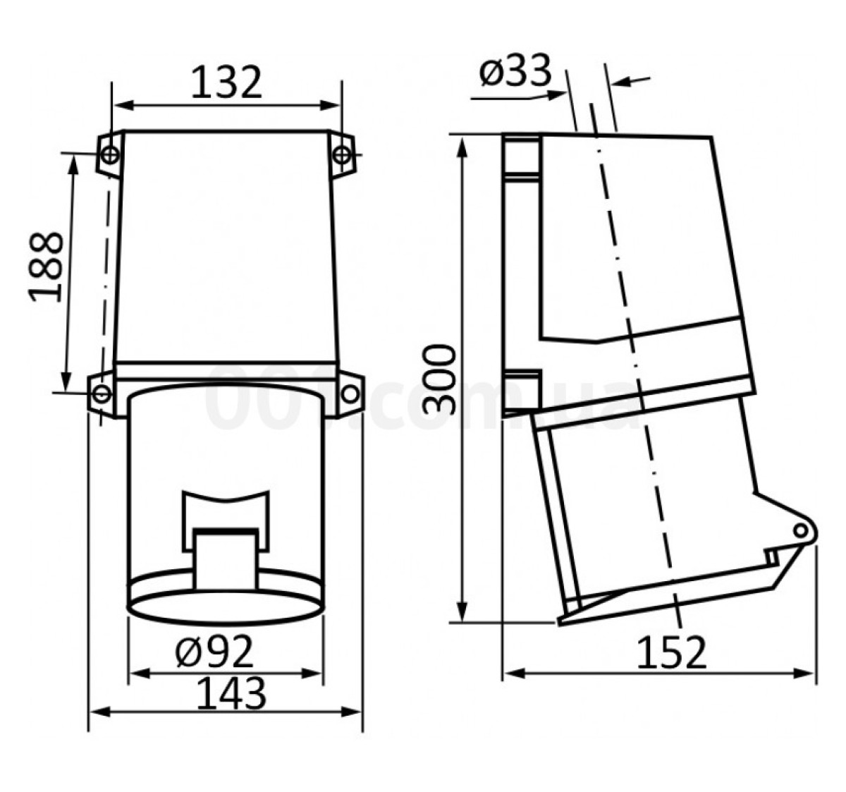 Розетка стаціонарна ГC 125А/4 (144) 3P+PE 125А 415В IP67, АСКО-УКРЕМ 98_92.jpg - фото 2