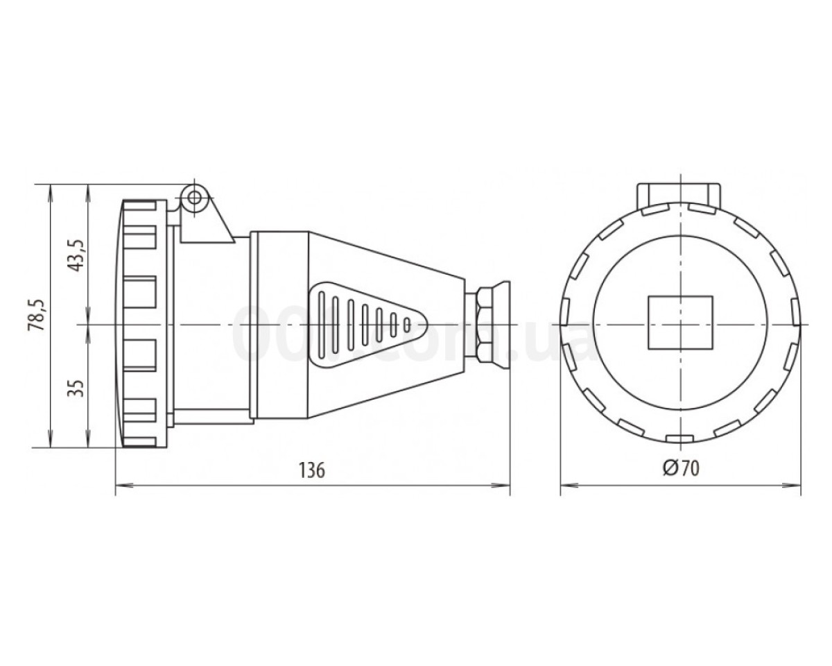 Розетка кабельная ESH-1632 IP67 (16A, 230V, 2P+PE), ETI (Словения) 98_78.jpg - фото 2