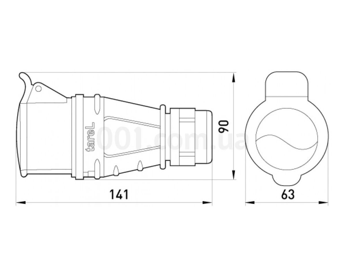 Силова розетка переносна безгвинтова (135S) 3P+N+PE 16А 400В IP44, TAREL (Польща) 98_78.jpg - фото 2